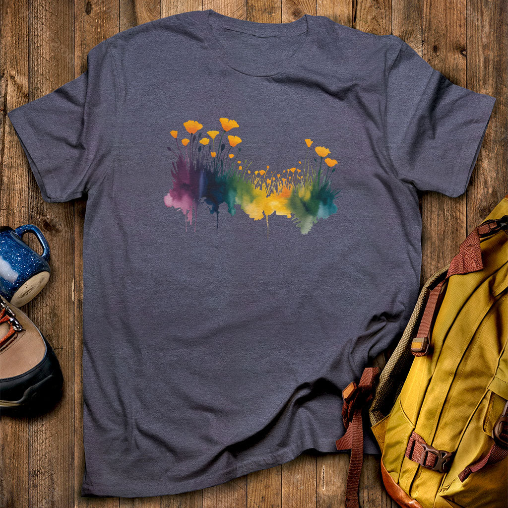 Watercolor Poppy Field T-Shirt
