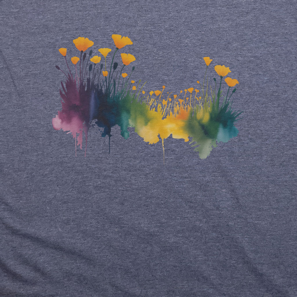 Watercolor Poppy Field T-Shirt