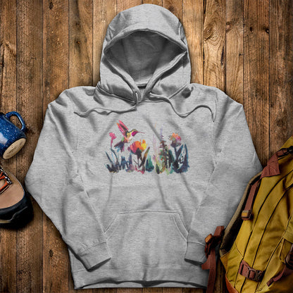 Watercolor Hummingbird with Flowers Hoodie