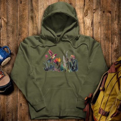 Watercolor Hummingbird with Flowers Hoodie