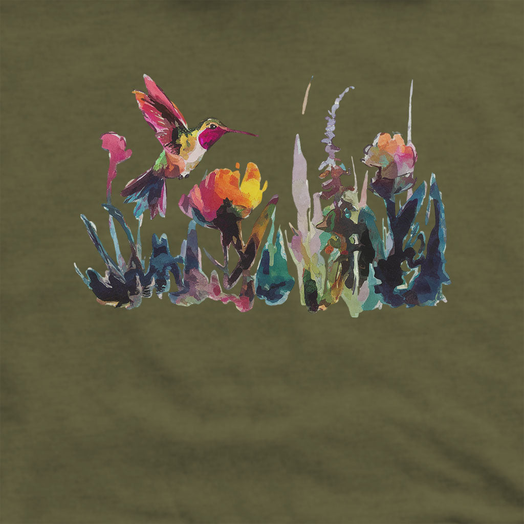 Watercolor Hummingbird with Flowers Hoodie