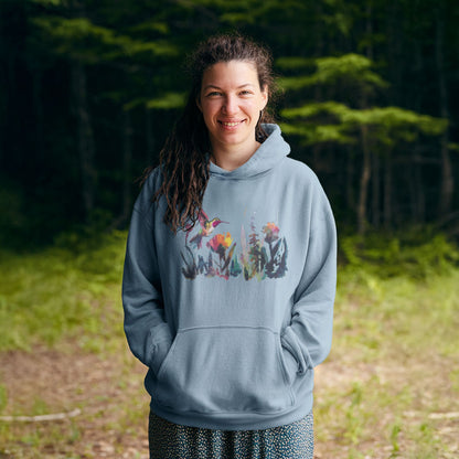 Watercolor Hummingbird with Flowers Hoodie