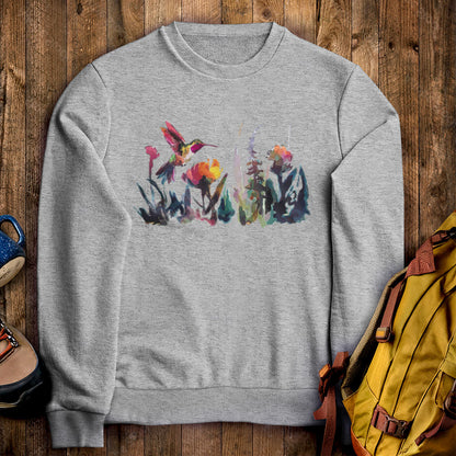 Watercolor Hummingbird with Flowers Crewneck Sweatshirt