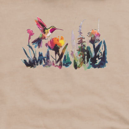 Watercolor Hummingbird with Flowers Crewneck Sweatshirt