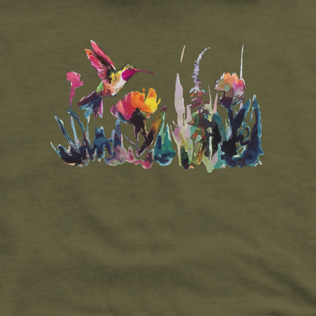 Watercolor Hummingbird with Flowers Crewneck Sweatshirt