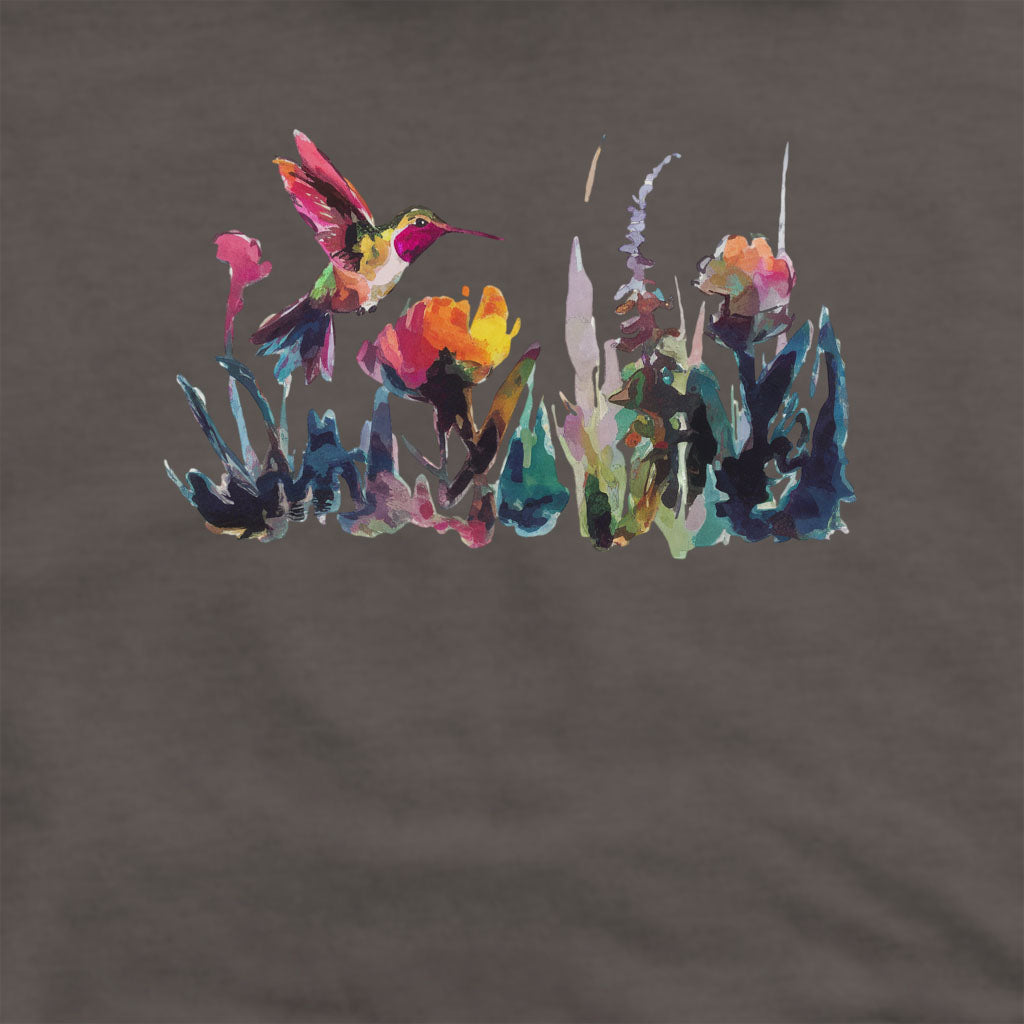 Watercolor Hummingbird with Flowers Crewneck Sweatshirt