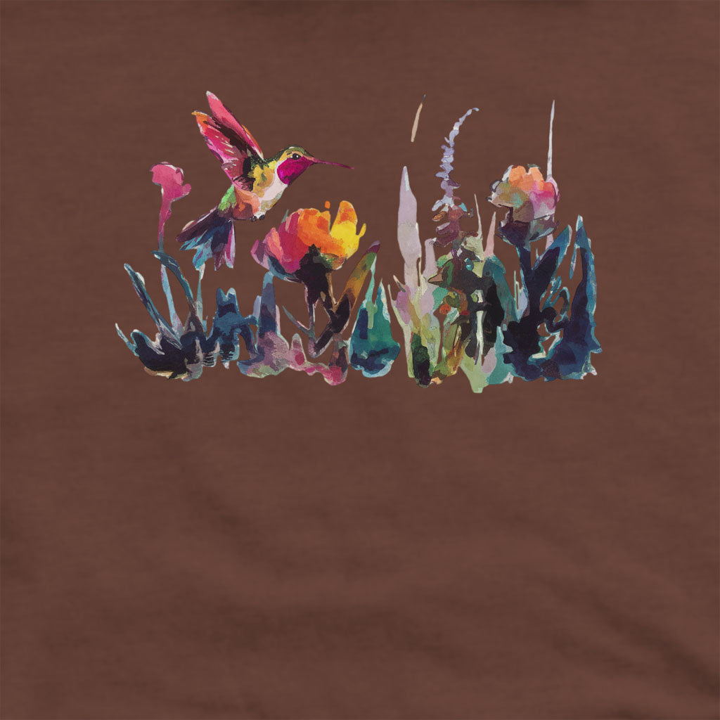 Watercolor Hummingbird with Flowers Crewneck Sweatshirt