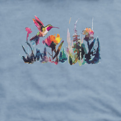 Watercolor Hummingbird with Flowers Crewneck Sweatshirt