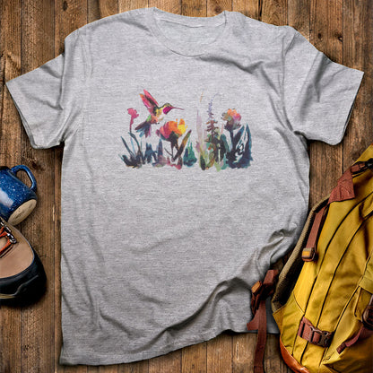 Watercolor Hummingbird with Flowers T-Shirt
