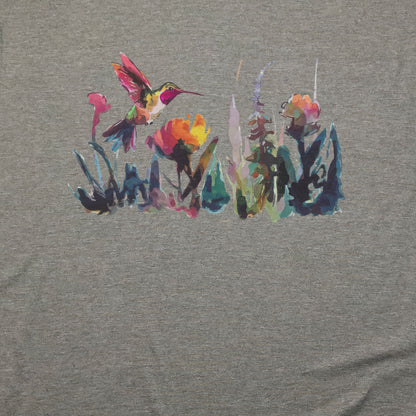 Watercolor Hummingbird with Flowers T-Shirt