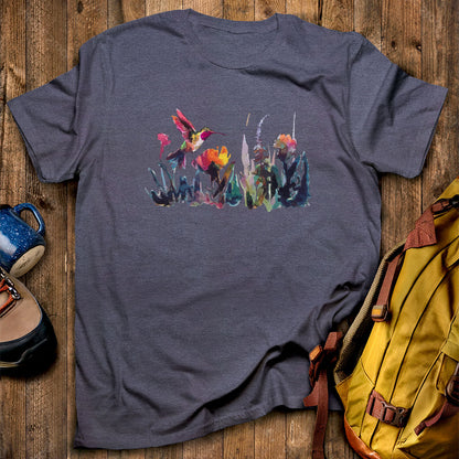 Watercolor Hummingbird with Flowers T-Shirt