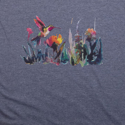 Watercolor Hummingbird with Flowers T-Shirt