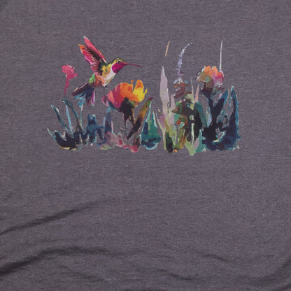 Watercolor Hummingbird with Flowers T-Shirt