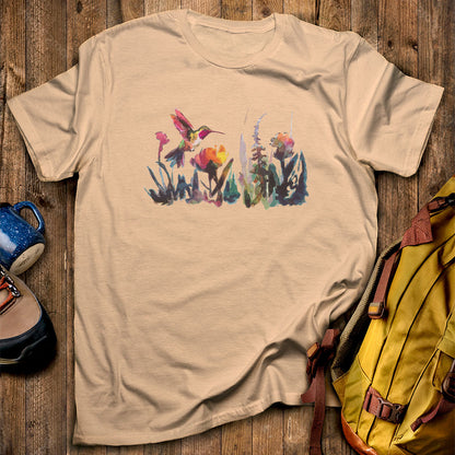Watercolor Hummingbird with Flowers T-Shirt