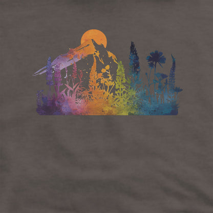 Mountain Wildflowers Sunset Watercolor Hoodie