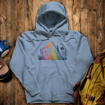 Mountain Wildflowers Sunset Watercolor Hoodie