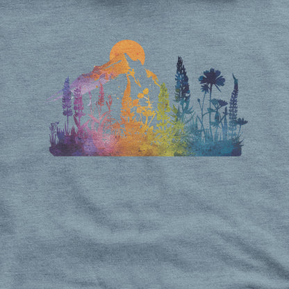 Mountain Wildflowers Sunset Watercolor Hoodie