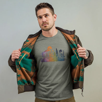 Mountain Wildflowers Sunset Watercolor T-Shirt