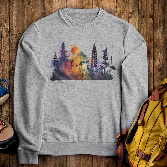 Watercolor Hypercolor Mountains Crewneck Sweatshirt