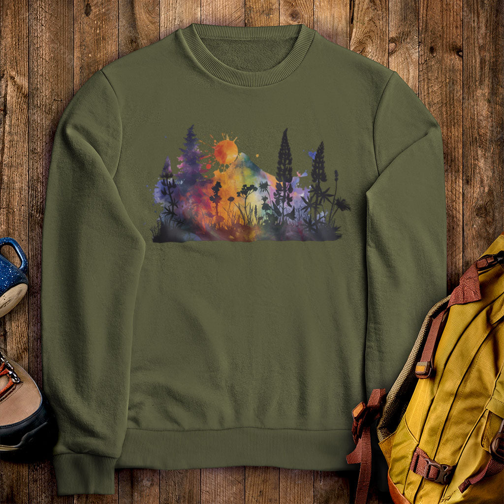Watercolor Hypercolor Mountains Crewneck Sweatshirt