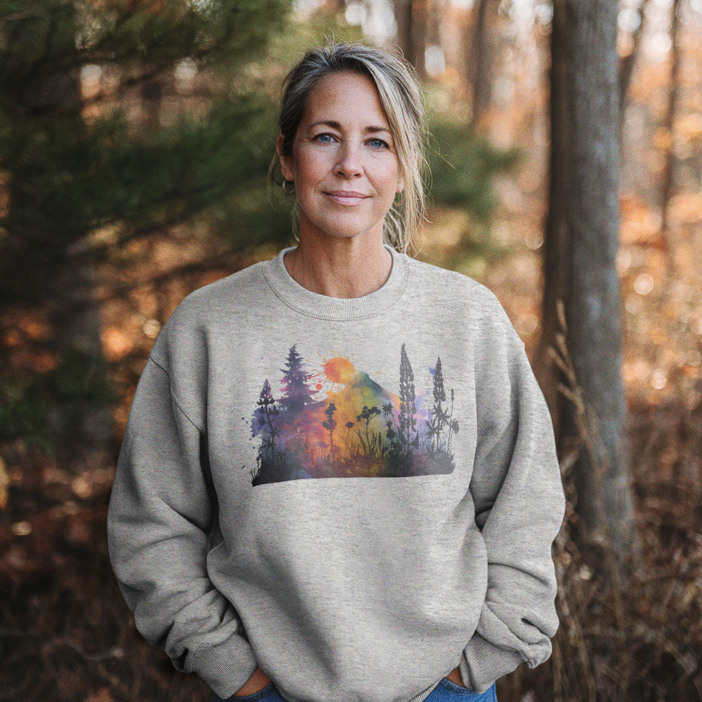 Watercolor Hypercolor Mountains Crewneck Sweatshirt