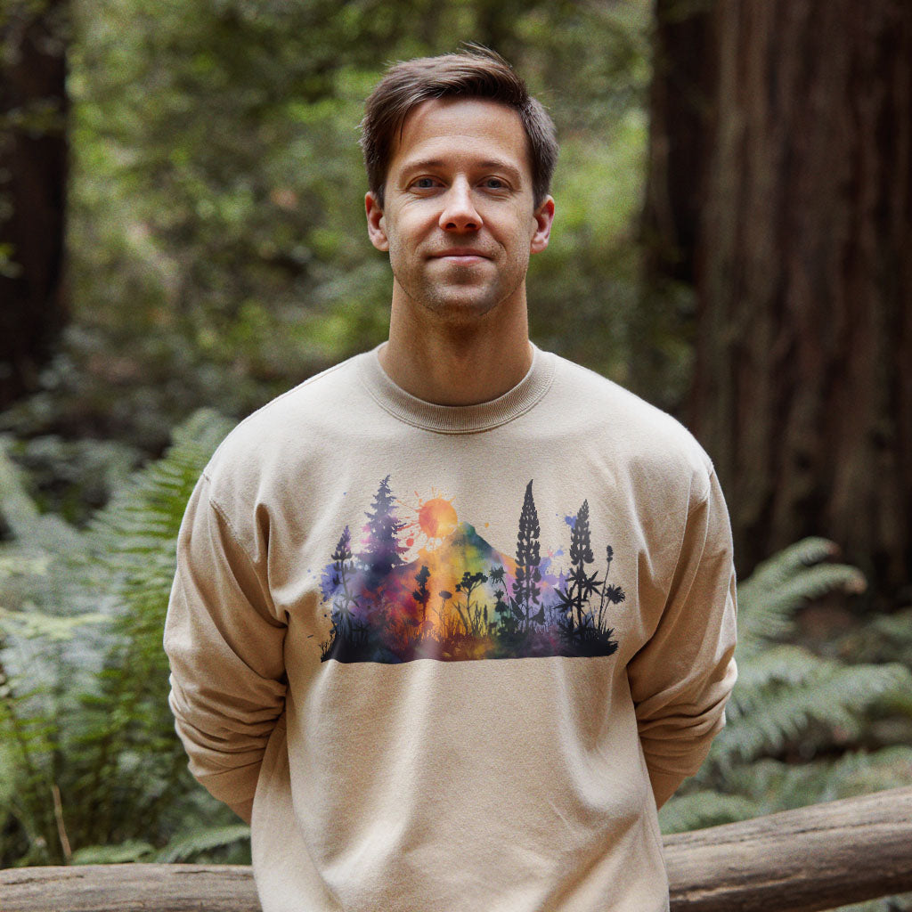 Watercolor Hypercolor Mountains Crewneck Sweatshirt