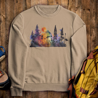 Watercolor Hypercolor Mountains Crewneck Sweatshirt