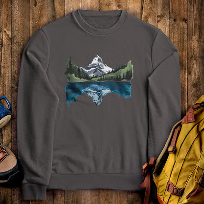 Painted Mountain Lake Reflection Crewneck Sweatshirt
