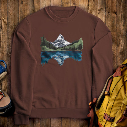 Painted Mountain Lake Reflection Crewneck Sweatshirt