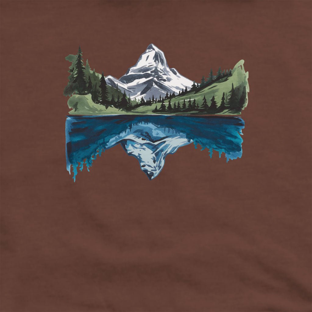 Painted Mountain Lake Reflection Crewneck Sweatshirt