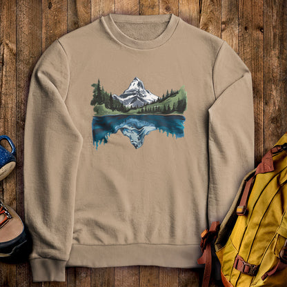 Painted Mountain Lake Reflection Crewneck Sweatshirt