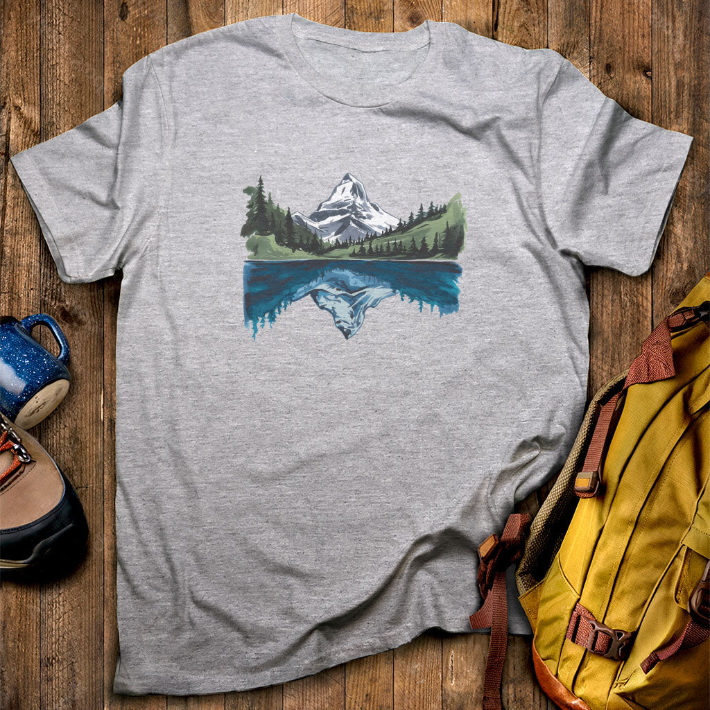 Painted Mountain Lake Reflection T-Shirt