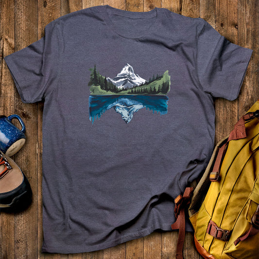 Painted Mountain Lake Reflection T-Shirt