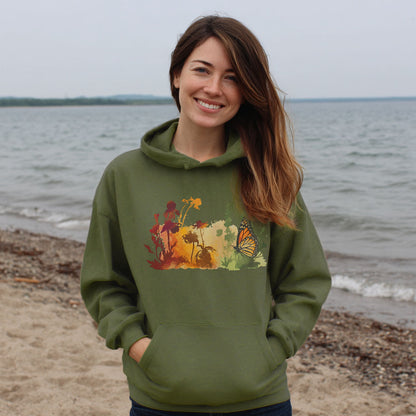 Watercolor Monarch Meadow Hoodie