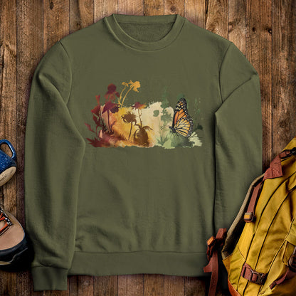 Watercolor Monarch Meadow Crewneck Sweatshirt
