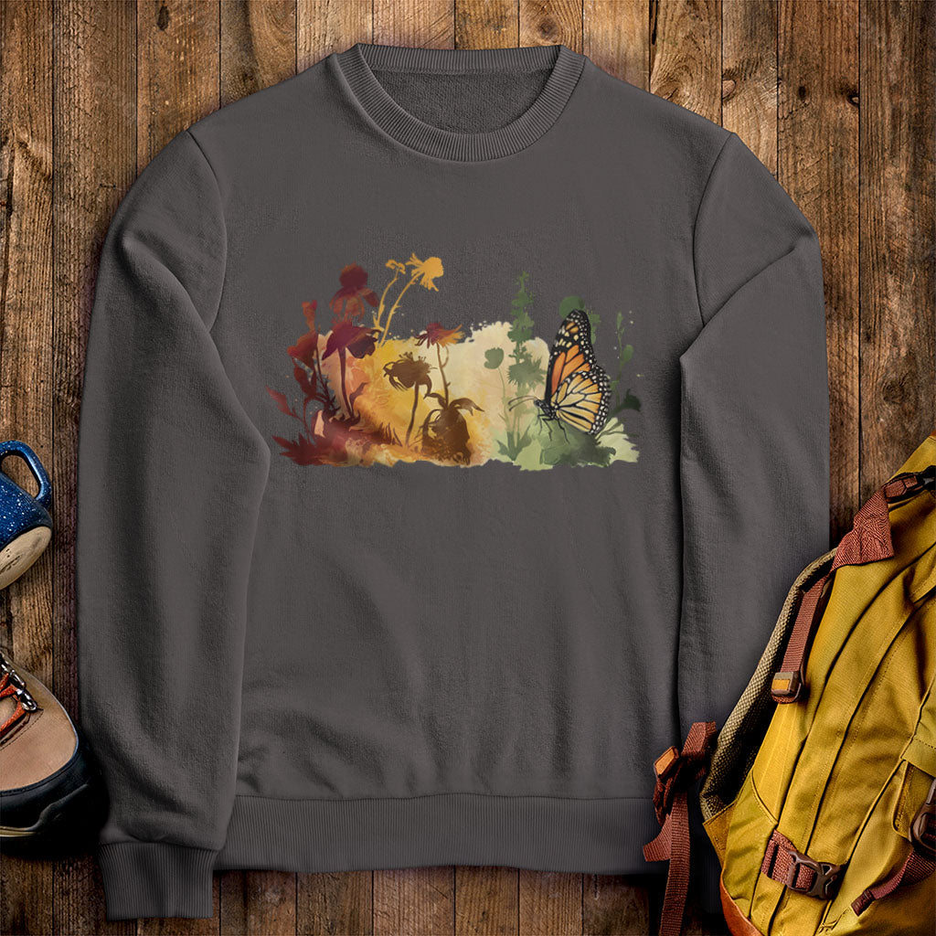 Watercolor Monarch Meadow Crewneck Sweatshirt