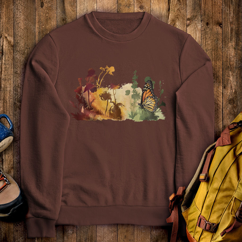 Watercolor Monarch Meadow Crewneck Sweatshirt