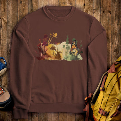Watercolor Monarch Meadow Crewneck Sweatshirt
