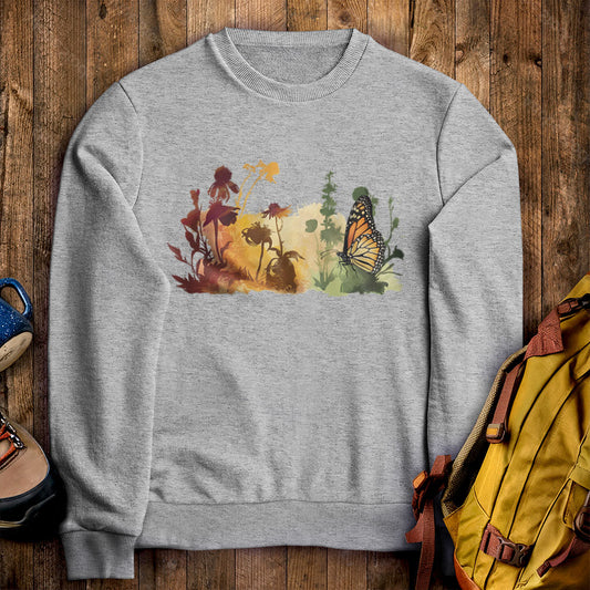 Watercolor Monarch Meadow Crewneck Sweatshirt