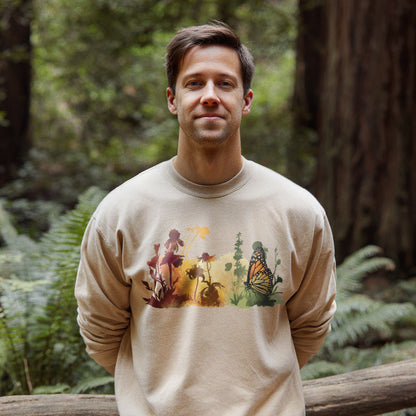 Watercolor Monarch Meadow Crewneck Sweatshirt