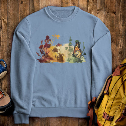 Watercolor Monarch Meadow Crewneck Sweatshirt