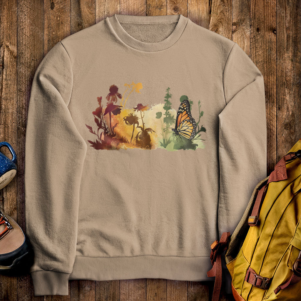 Watercolor Monarch Meadow Crewneck Sweatshirt
