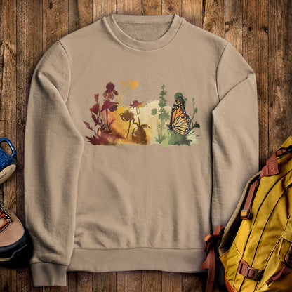 Watercolor Monarch Meadow Crewneck Sweatshirt
