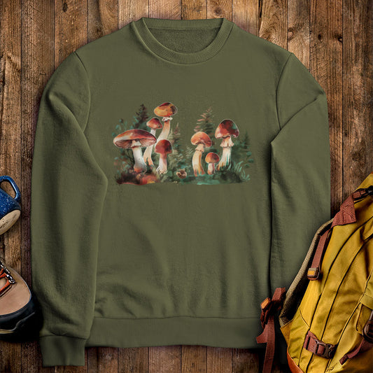 Watercolor Mushroom Patch Crewneck Sweatshirt