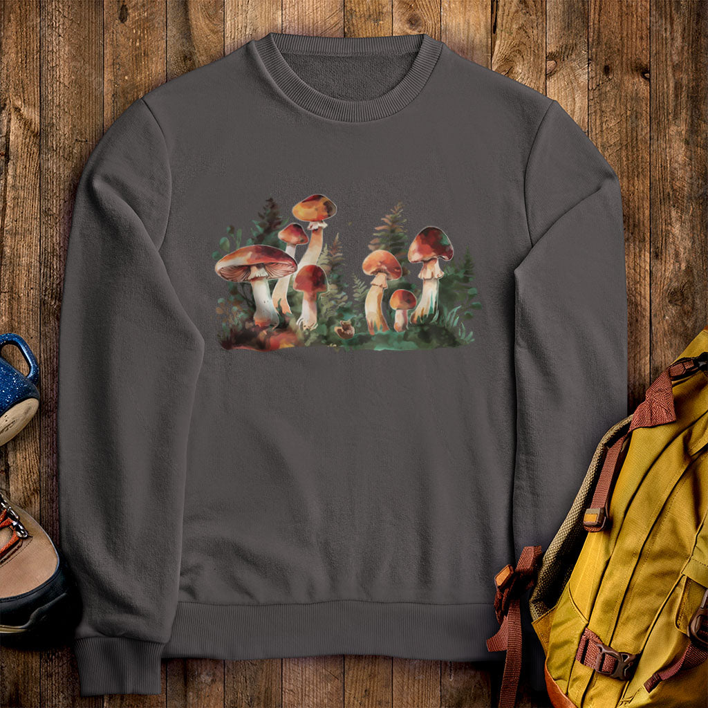 Watercolor Mushroom Patch Crewneck Sweatshirt