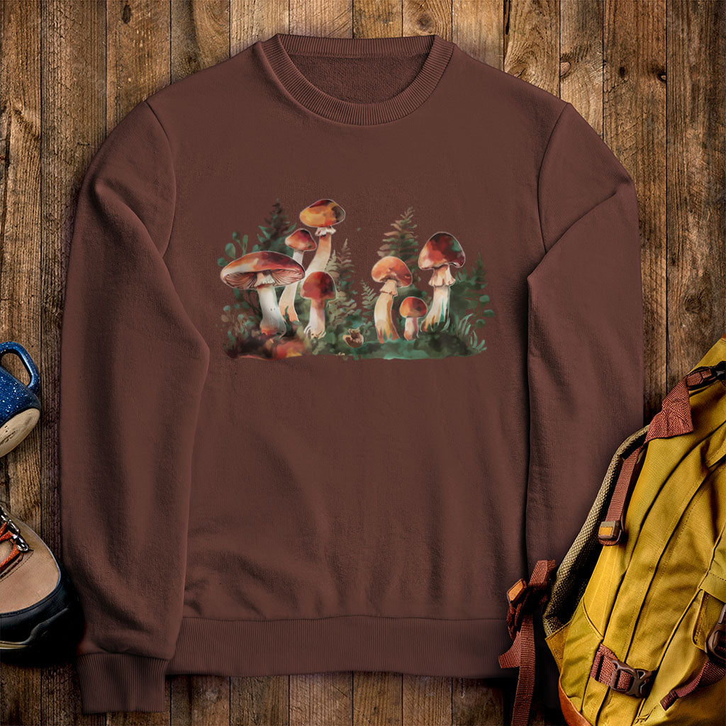 Watercolor Mushroom Patch Crewneck Sweatshirt