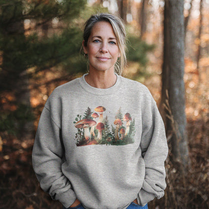 Watercolor Mushroom Patch Crewneck Sweatshirt
