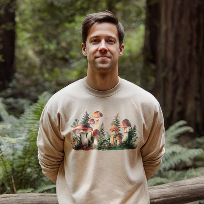 Watercolor Mushroom Patch Crewneck Sweatshirt