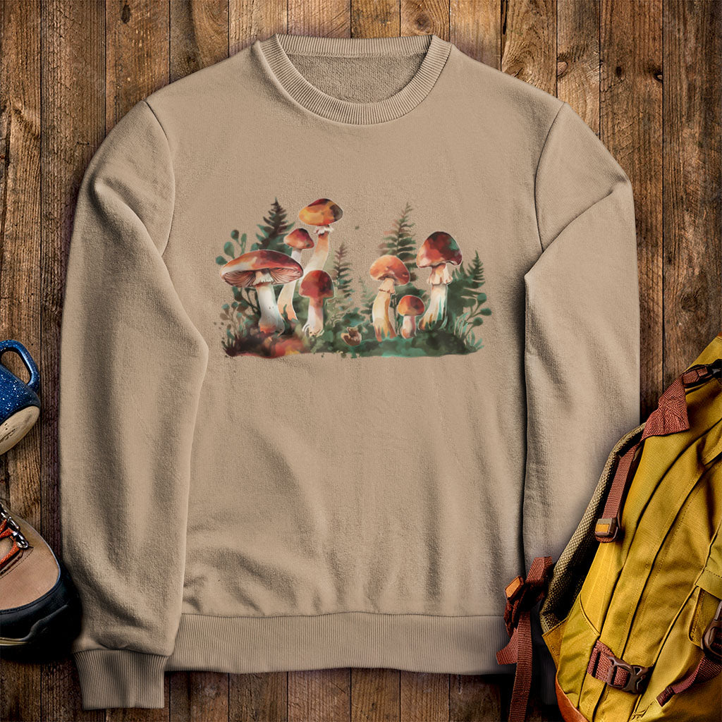 Watercolor Mushroom Patch Crewneck Sweatshirt