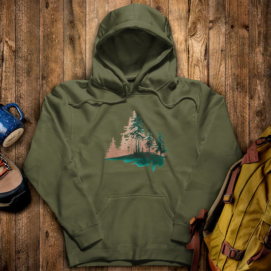 Watercolor Pine Tree Sunrise Hoodie